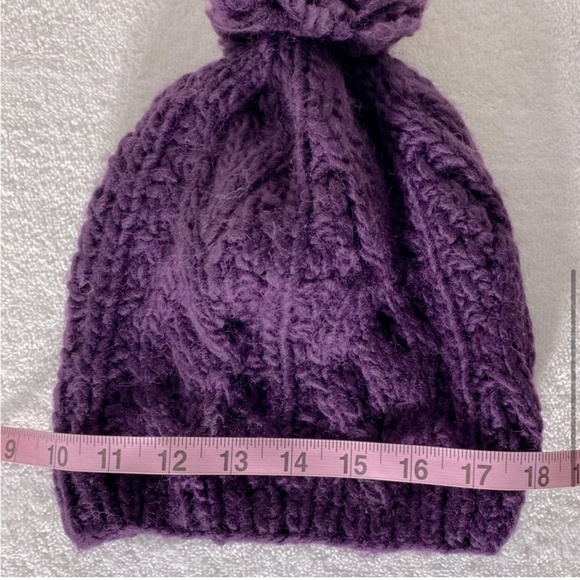 5/$25 Purple Acrylic Wool Cable Knit Toque Beanie With Pom Pom - Picture 7 of 8